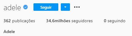 Adele ganha mais de 1 milhão de seguidores após publicação