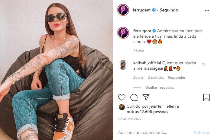 Ferrugem tieta a esposa nas redes sociais e é elogiado