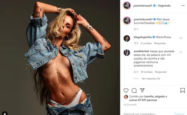 Yasmin Brunet exibe corpão em foto