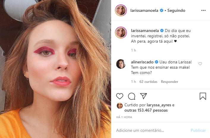 Larissa Manoela relembra maquiagem e arranca elogios