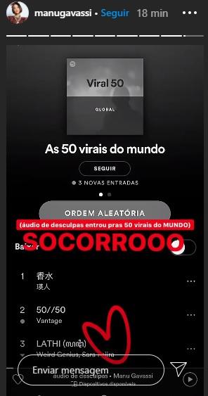 Música de Manu Gavassi está entre as mais virais do mundo