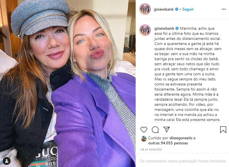 Giovanna Ewbank confessa saudades da mãe