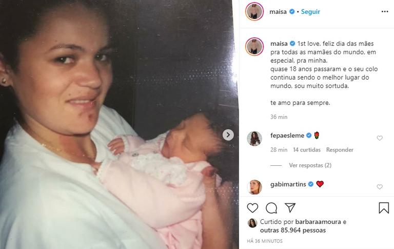 Maisa parabeniza a mãe, Gislaine, pelo Dia das Mães