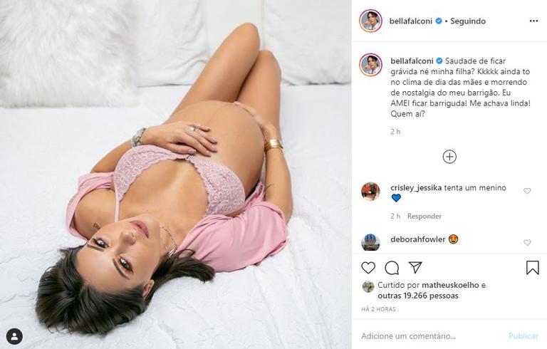 Bella Falconi se derrete ao lembrar relembra clique grávida