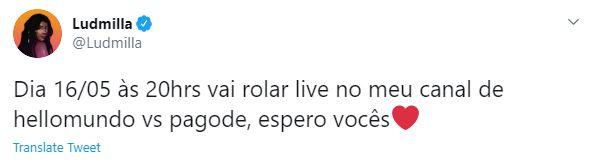 Ludmilla anuncia nova live e anima fãs