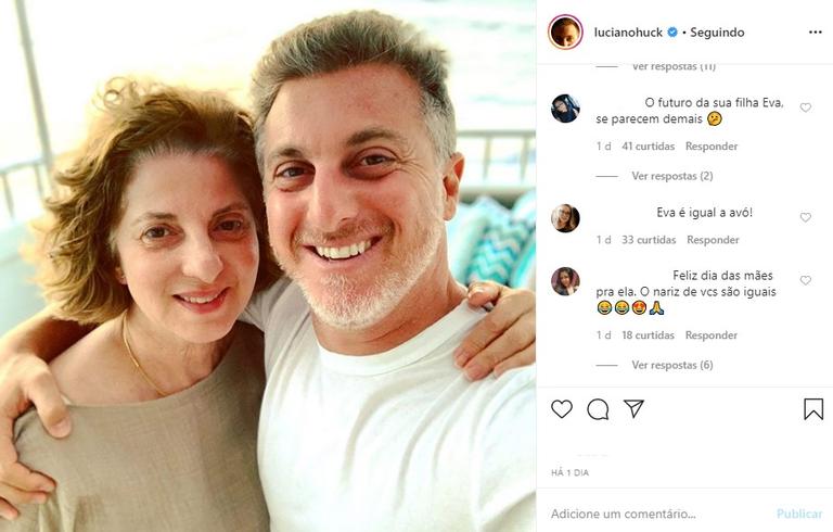 Luciano Huck com a mãe Marta Huck