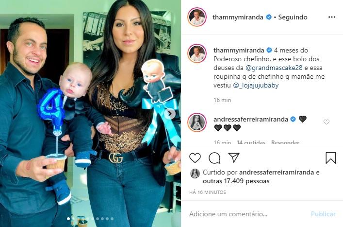 Thammy Miranda comemora mesversário de Bento