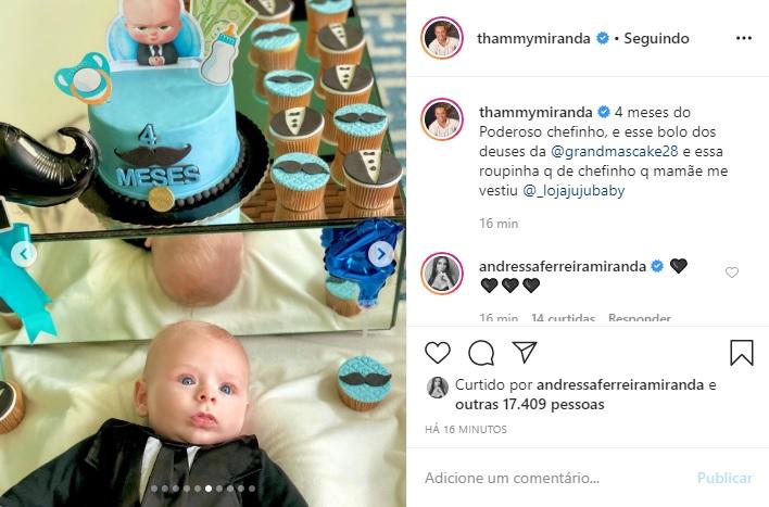 Thammy Miranda comemora mesversário de Bento