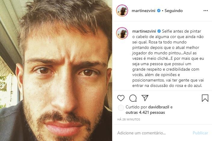 Vinicius Martinez faz desabafo e diz que vai pintar o cabelo