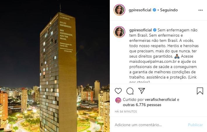 Gloria Pires faz declarações aos profissionais de enfermagem