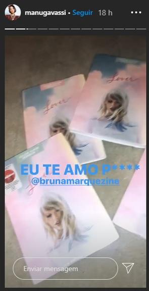 Manu Gavassi agradece Bruna Marquezine pelos livros da Taylor Swift