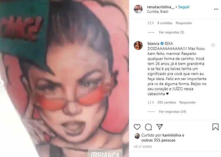 Bianca Andrade comenta sobre tatuagem feita por fã e afgradece o carinho