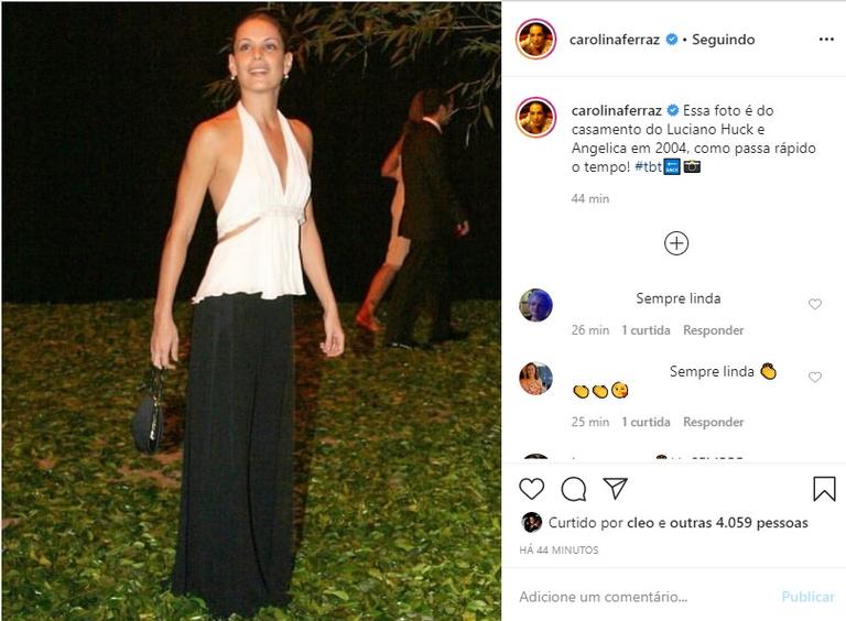 Carolina Ferraz no casamento de Luciano Huck e Angélica