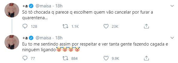 Maisa desabafa mais uma vez sobre a quebra da quarentena