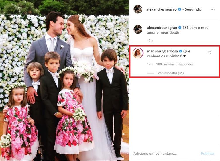 Alexandre Negrão relembra casamento com Marina Ruy Barbosa