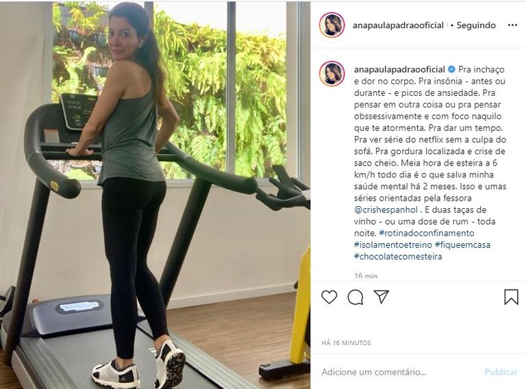 Ana Paula Padrão na academia de casa