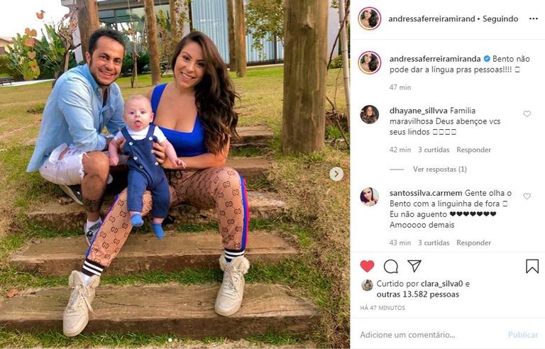  Andressa Ferreira mostra Bento fazendo careta