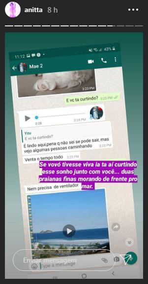 Anitta mostra conversa com a mãe após rumores de desentendimentos