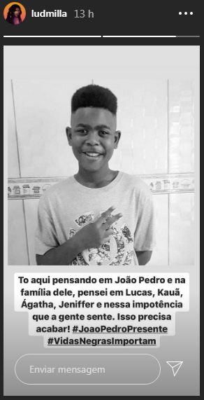 Ludmilla fala sobre morte de João Pedro