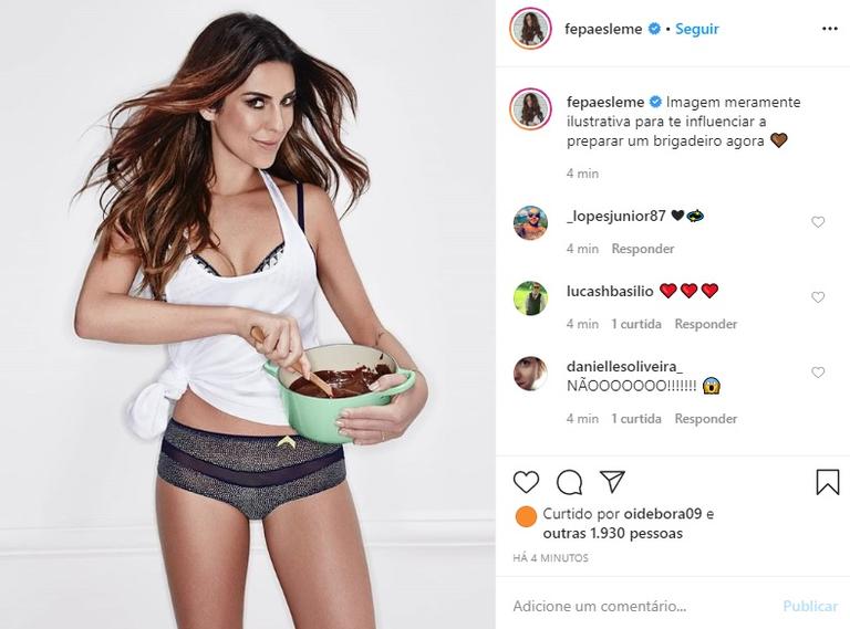 Fernanda Paes Leme influencia seguidores a fazer brigadeiro