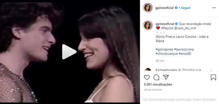 Gloria Pires relembra momento com Lauro Corona