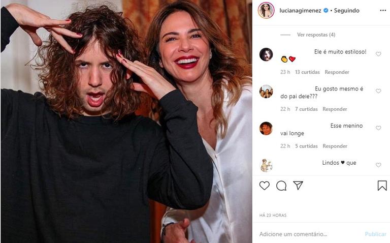 Luciana Gimenez e o filho Lucas Jagger