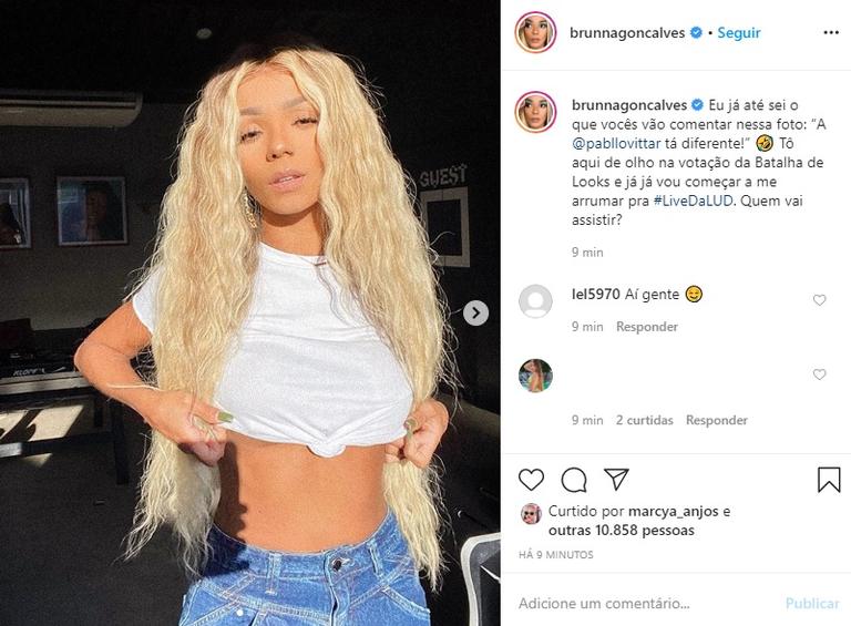 Brunna Gonçalves brinca sobre semelhança com Pabllo Vittar