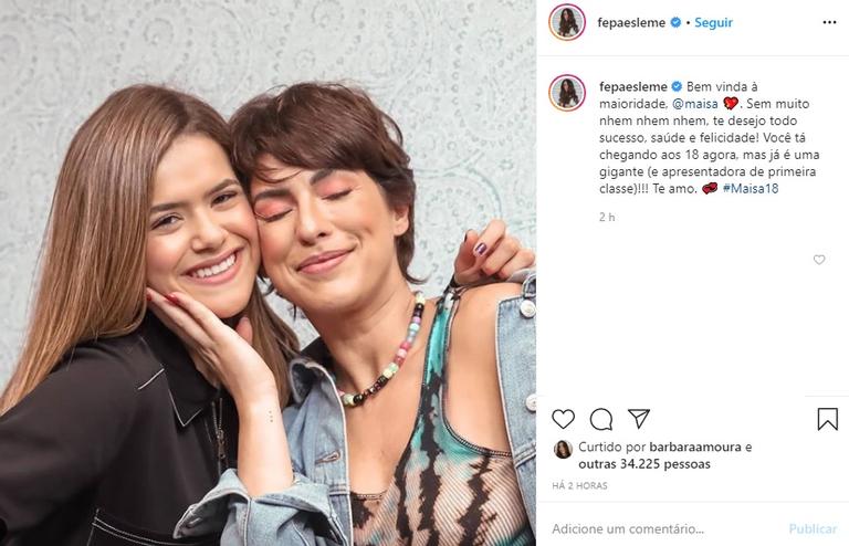 Fernanda Paes Leme parabeniza Maisa