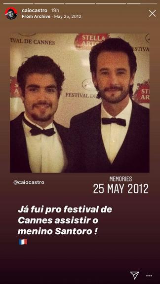 Caio Castro relembra clique com Rodrigo Santoro