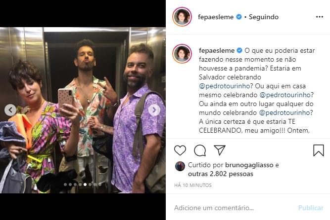 Fernanda Paes Leme parabeniza Pedro Tourinho com declaração