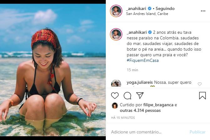 Ana Hikari relembra clique de viagem para a Colômbia