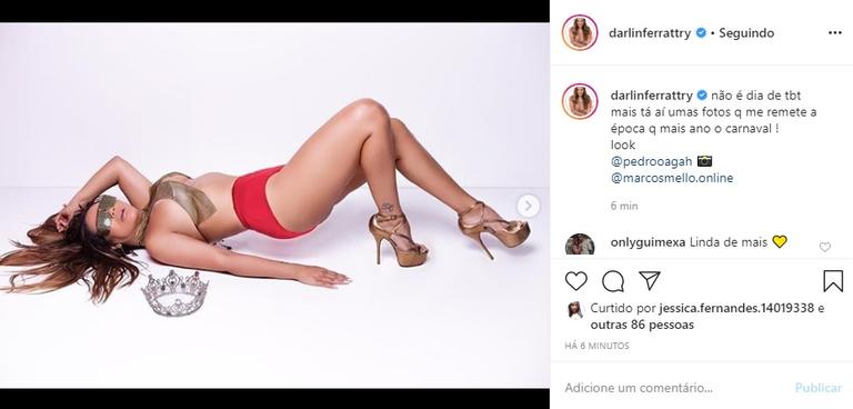 Darlin Ferrattry posta fotos sensuais pra lembrar o Carnaval