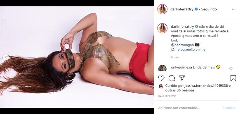 Darlin Ferrattry posta fotos sensuais pra lembrar o Carnaval