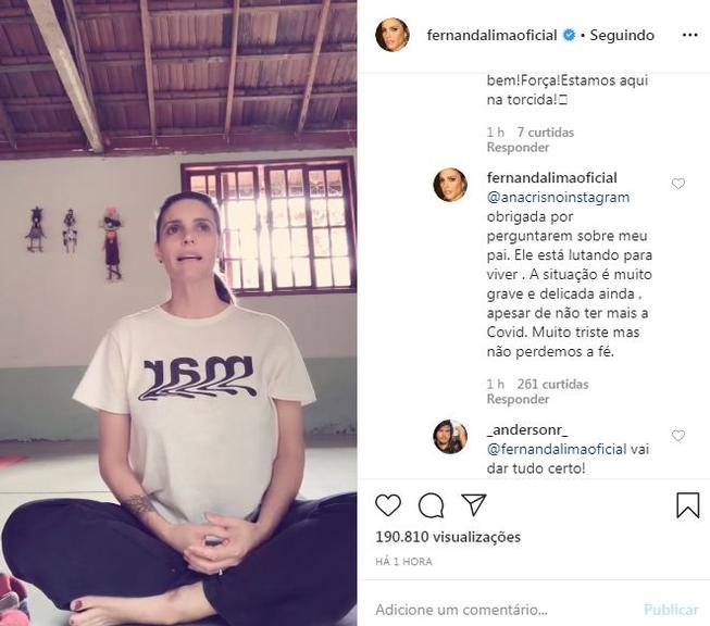 Fernanda Lima fala sobre estado de saúde do pai