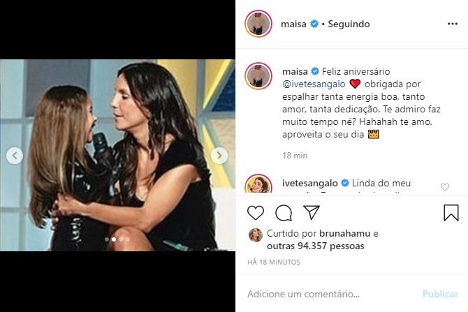 Maisa faz declaração de aniversário para Ivete Sangalo