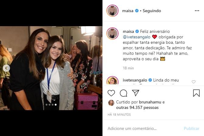 Maisa faz declaração de aniversário para Ivete Sangalo