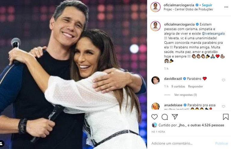 Marcio Garcia parabeniza Ivete Sangalo