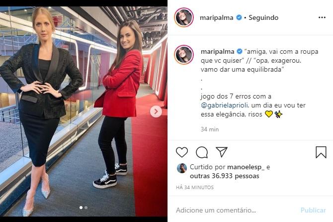 Mari Palma e Gabriela Prioli arrancam risadas em brincadeira