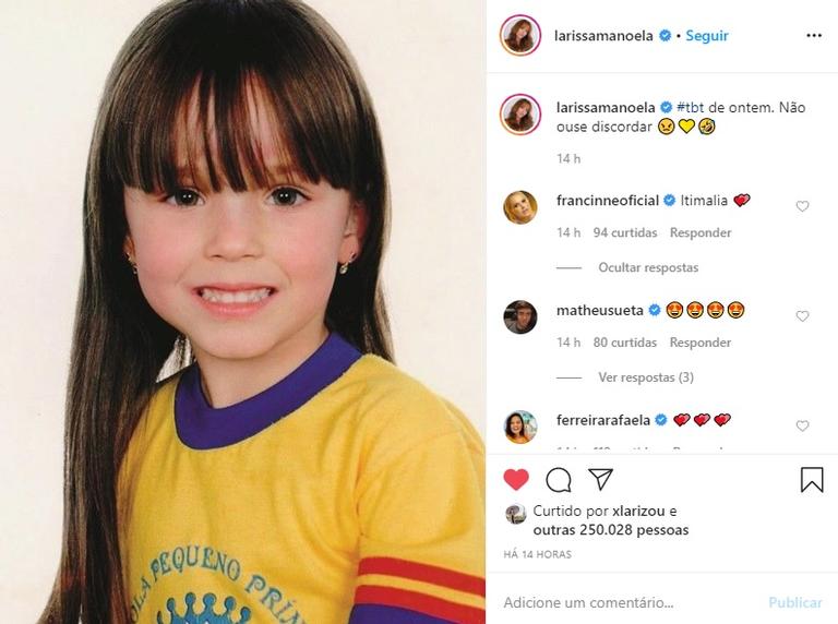 Larissa Manoela relembra clique da infância