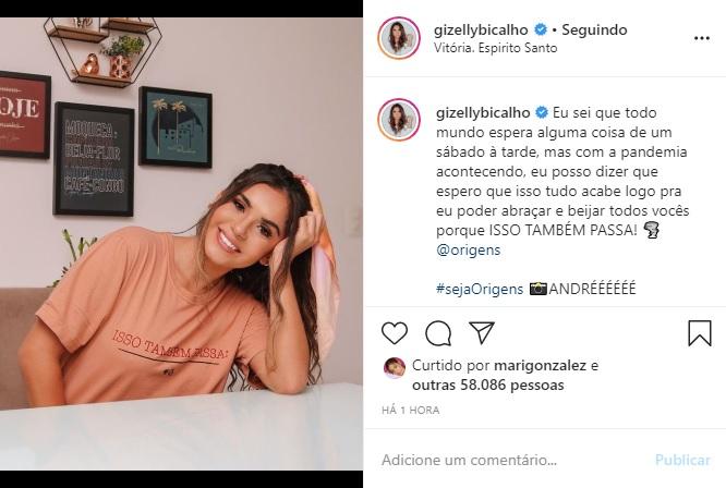 Gizelly Bicalho arranca elogios com post motivacional na web