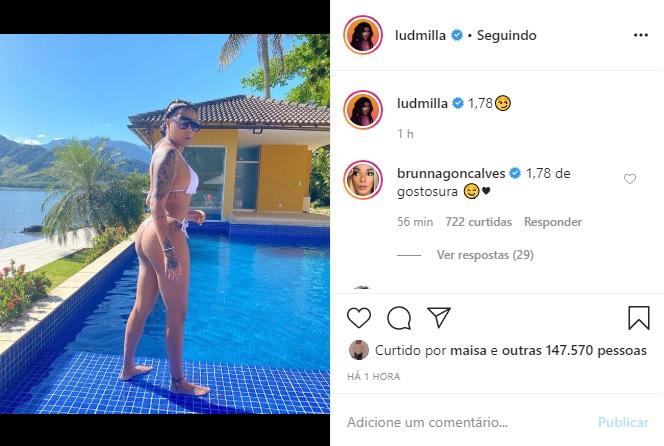 Ludmilla posa de biquíni e arranca elogios nas redes sociais