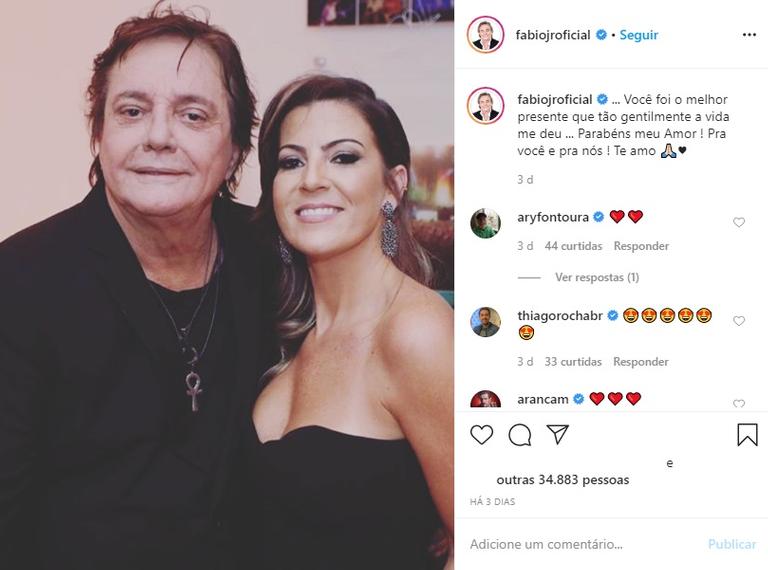 Fábio Jr exibe foto rara ao lado da esposa e se declara