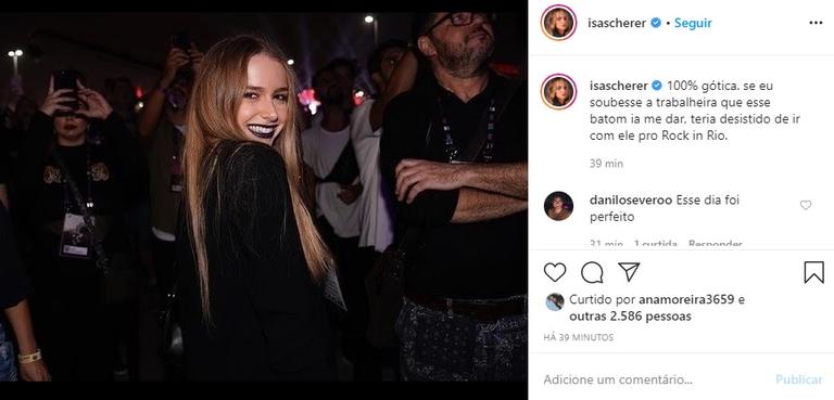 Isabella Scherer se arrepende de usar batom preto