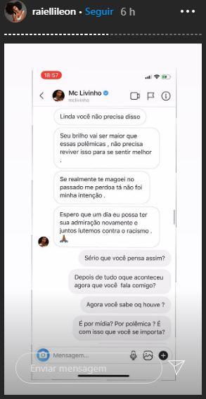  Dançarina mostra conversa com MC Livinho após acusações