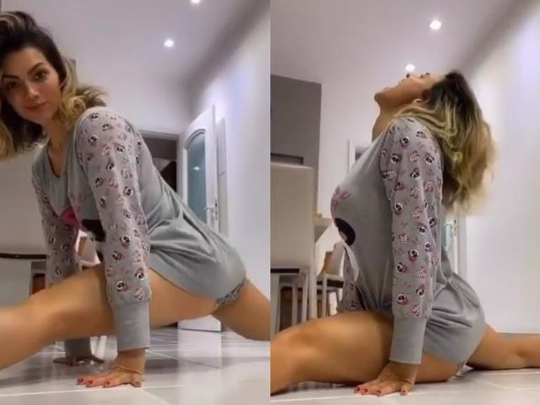 Kelly Key diverte seguidores ao surgir abrindo um espacate de pijama