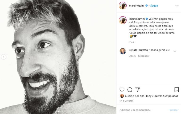 Vinicius Martinez mostra colab com o filho Valentin