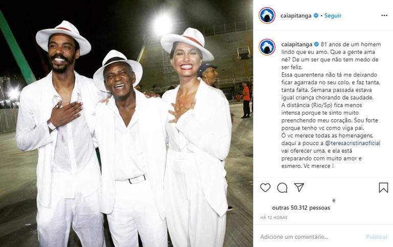 Camila Pitanga faz homenagem de aniversário ao pai