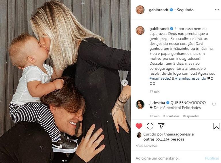 Gabi Brandt anuncia que está grávida de novo