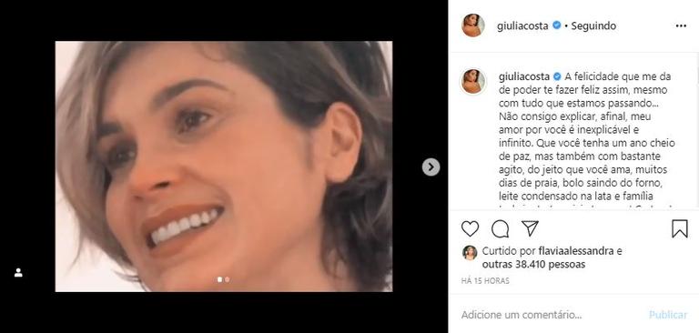 Giulia Costa parabeniza a mãe com texto emocionante