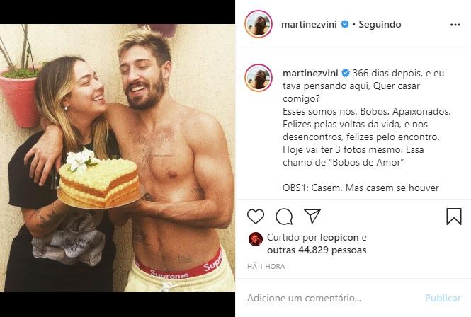 Vinicius Martinez e Carol Dantas celebram 1 ano casados